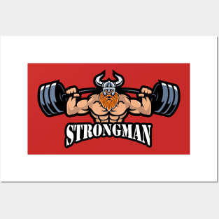 Strong man lifting weights sport Posters and Art